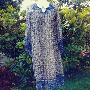 70s vintage Indian batik cotton gauze airy dress